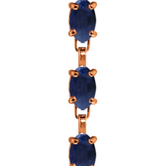 GOLD TENNIS BRACELET WITH NATURAL SAPPHIRES - Picture 2 of 2